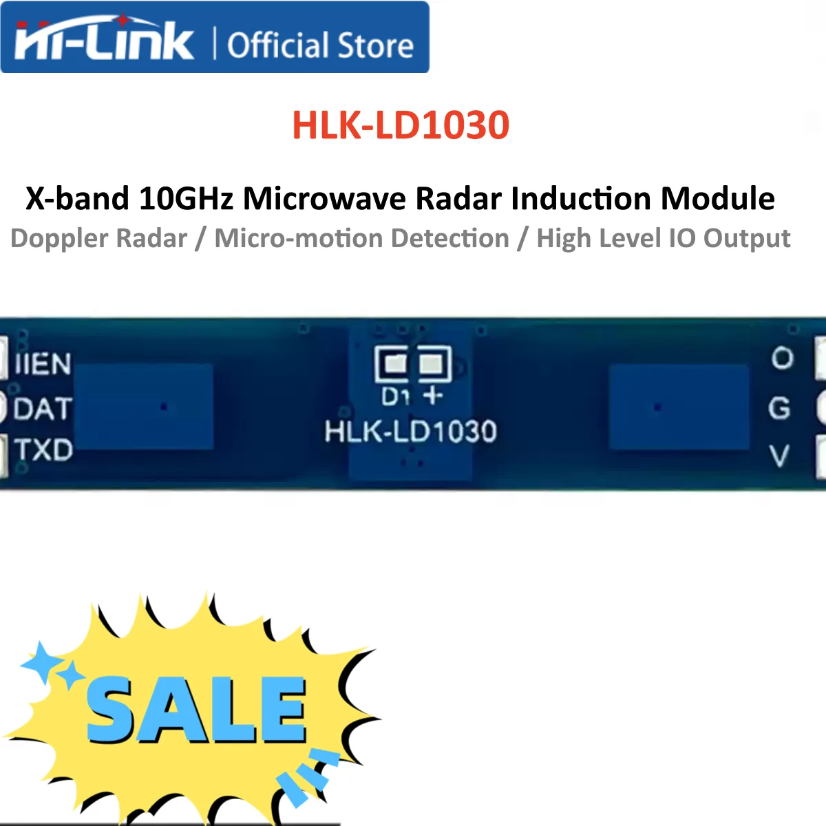 Hi-link 10G Microwave Radar Module HLK-LD1030 Motion Sensor Switch 2-6M Induction For Smart Home Cabinet Lighting