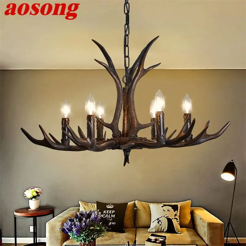 

AOSONG Nordic Antler Pendant Lights Creative Hanging LED Lamps for Ceiling Decor Home Dining Room Aisle