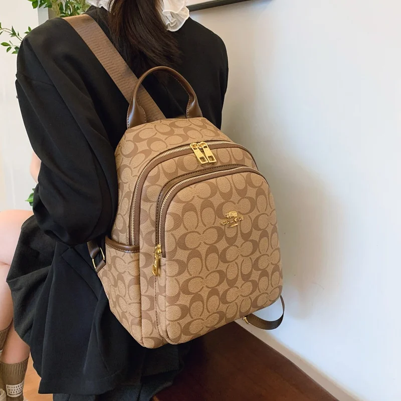 2026 New Women Fashion Printed Letter Leather Backpack Large Capacity Shoulder Bags For Teenage Girls School Bag Travel Bagpack