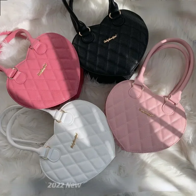 Sweet Heart Shoulder Bag Elegant Solid Lolita Bag Crocodile PU Crossbody Bag JK Uniform Girls Hand Bag Autumn Bolsas Сумка