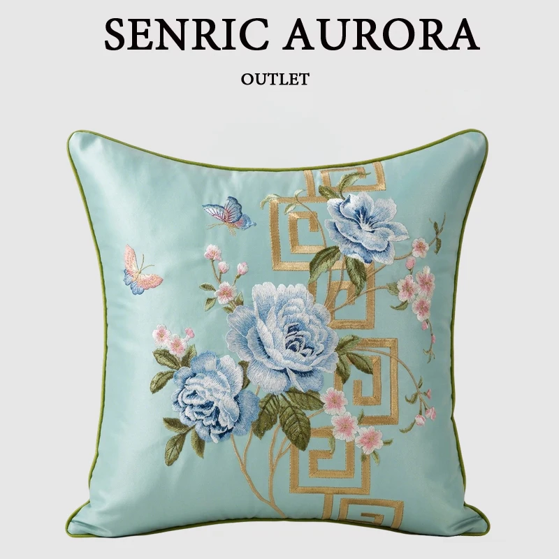 Design Luxury Cushion Cover Chinese Style Silk Whispers & Butterfly Dreams Embroidery Pillowcase For Home Hotel Bed Sofa