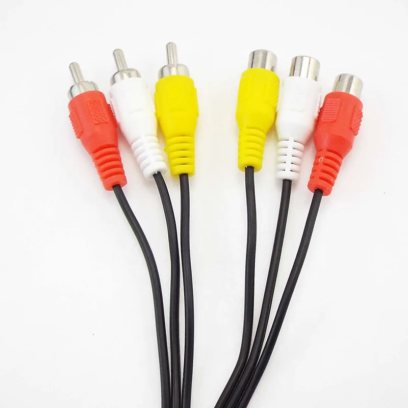 3 RCA to 3 RCA Cable Audio Video AV Male to Female Extension Cable Audio Cables