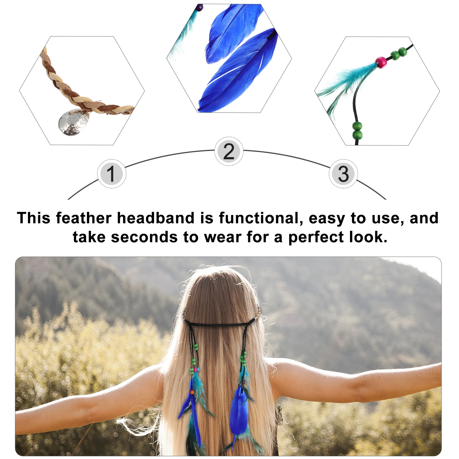 

Bohemian Headband Hair Accessories Girls Women Indian Headpiece Decoration Graduation Gift Travel Christmas