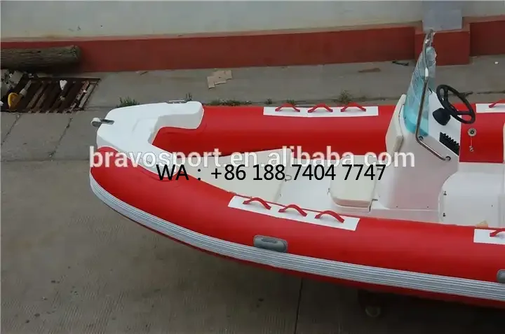 Hot Sale Fiberglass Inflatable Boat 520cm Leisure Fishing Boat Red Tube China Supplier