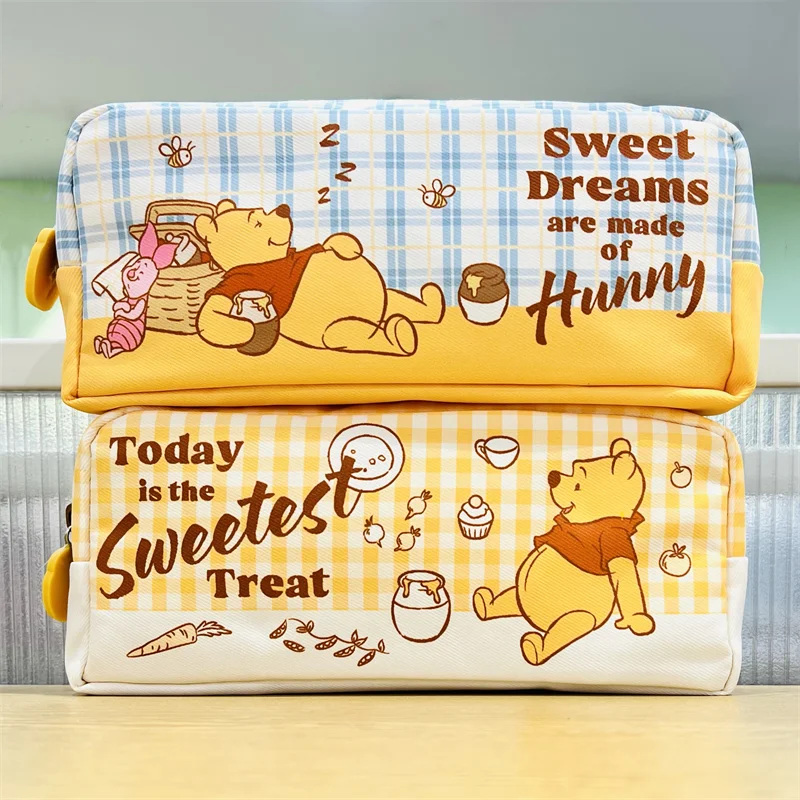 

Disney Winnie the Pooh Pencil Case - Large Capacity Canvas School Supply Organizer for Kids, Travel Pouch