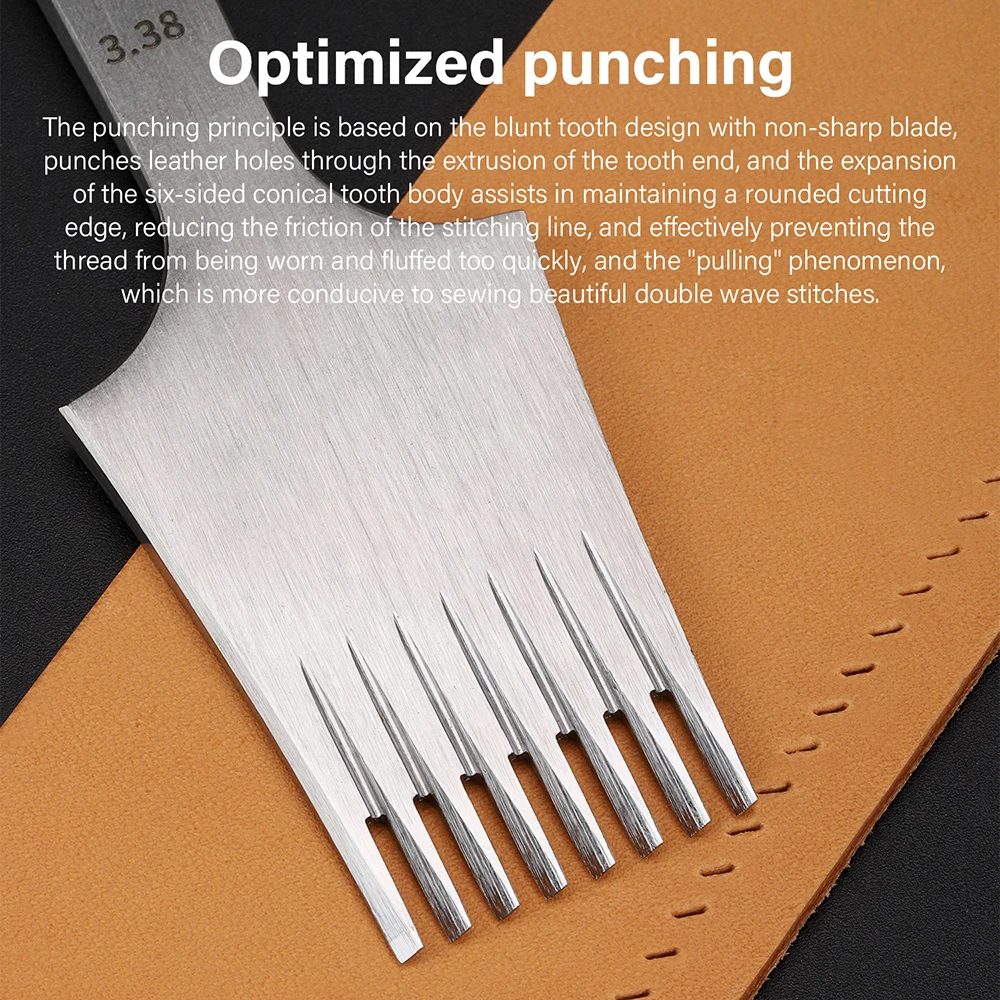 WUTA 1PC Professional Sharp Leather Chisel Punch French Style Pricking Iron Punching Tool High Polish-2.7/3.0/3.38/3.85mm