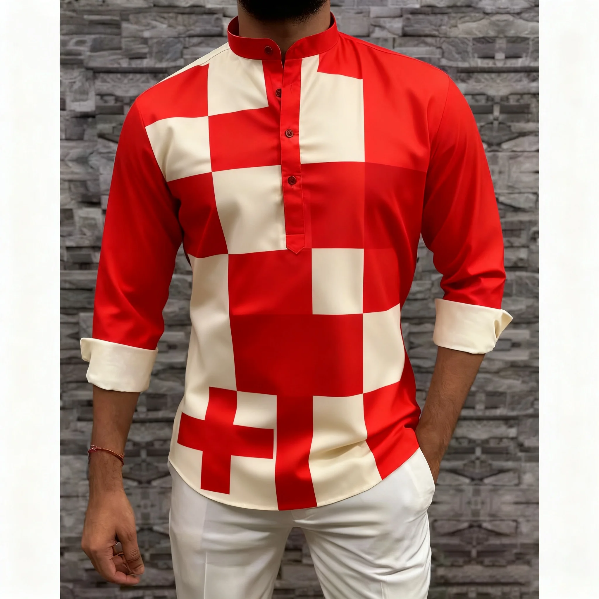 Odzież męska muzułmańska w stylu etnicznym narodowym, stroje ślubne, klasyczne koszule z długim rękawem, tradycyjne camisas árabe, odzież muzułmańska. ﻿