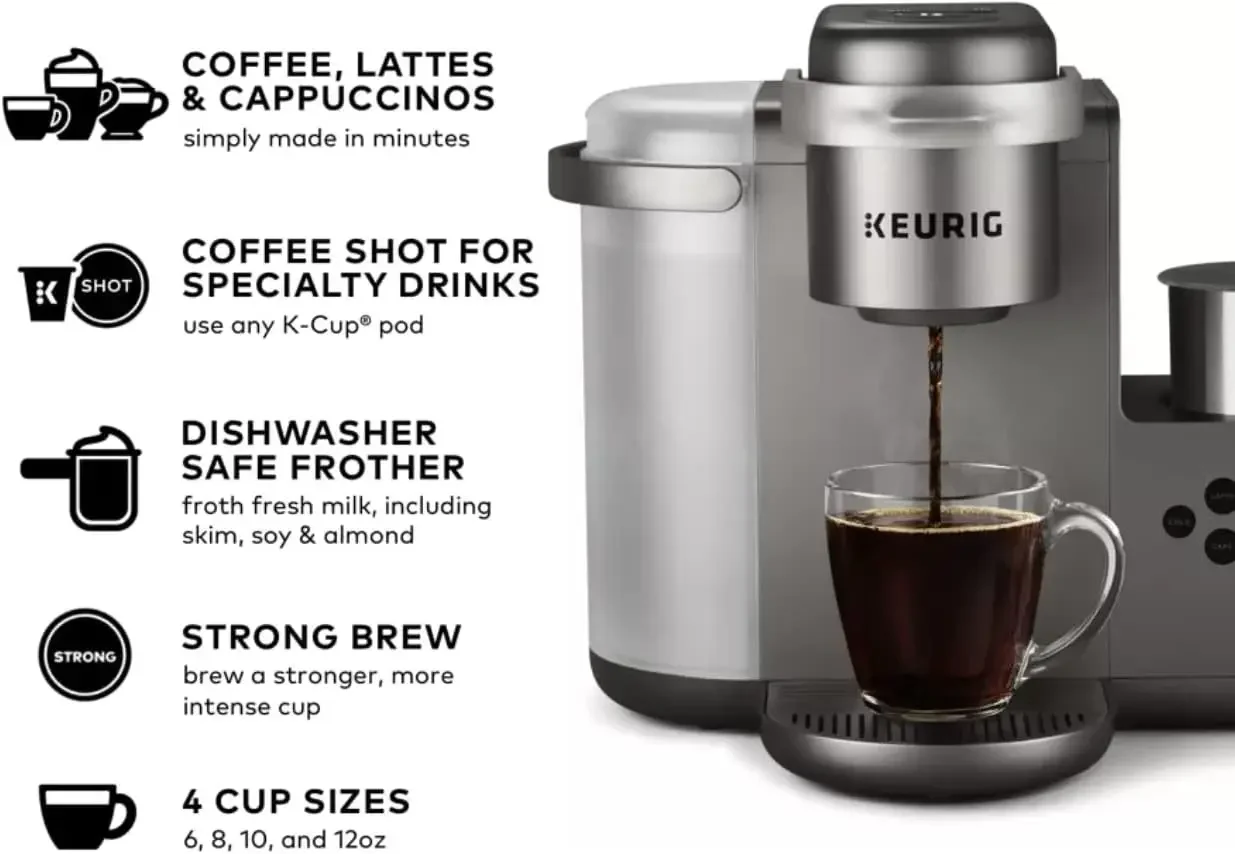 K-Cafe C Single Serve K-Cup Pod C Latte and Cappuccino Maker, 12, Nickel