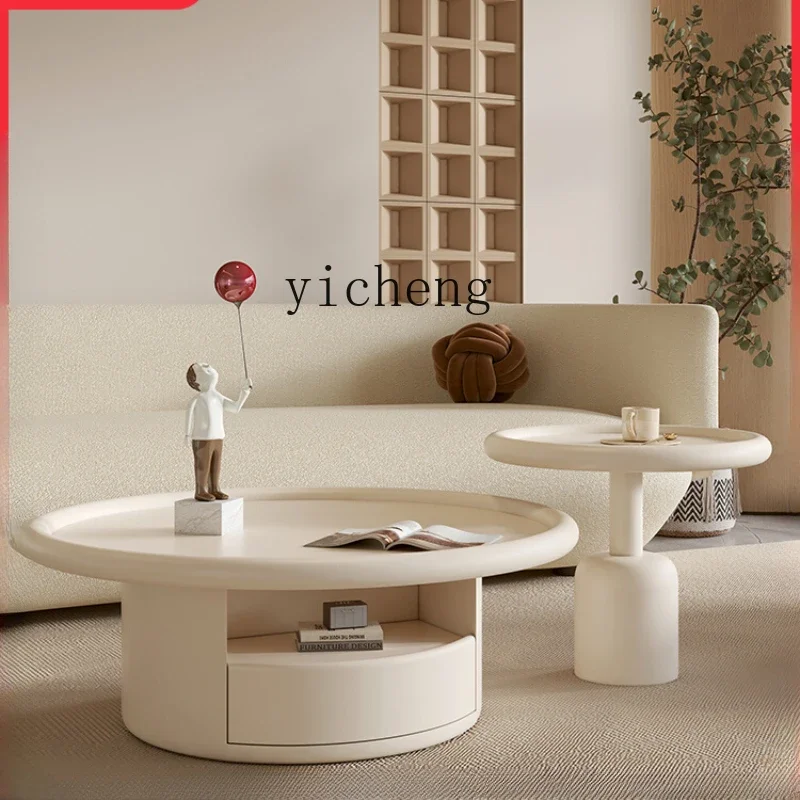 

ZK Coffee Table Living Room Home Light Luxury Small Apartment Tea Table Modern Simple Tea Table Cream Style