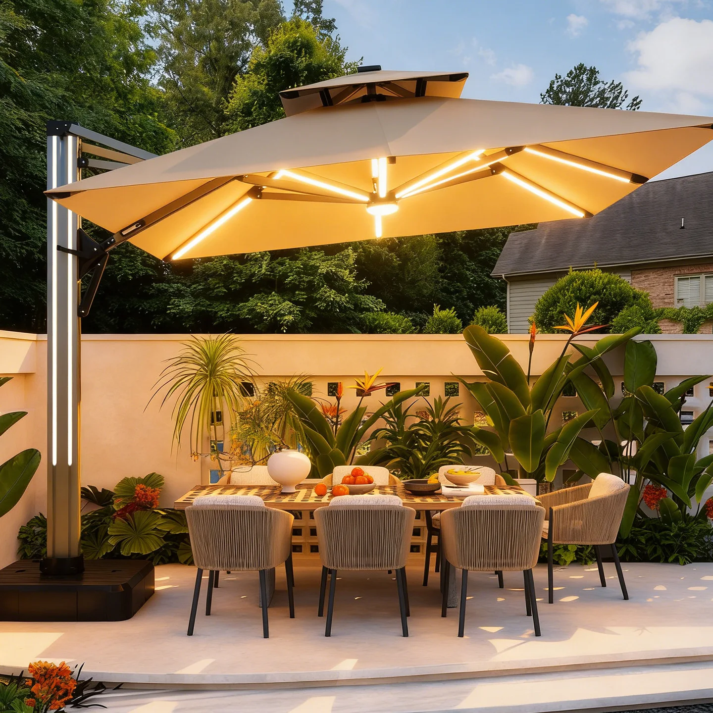 Parasol Windproof Sunscreen Outdoor Parasol Outdoor Umbrella Villa Garden Stall Leisure