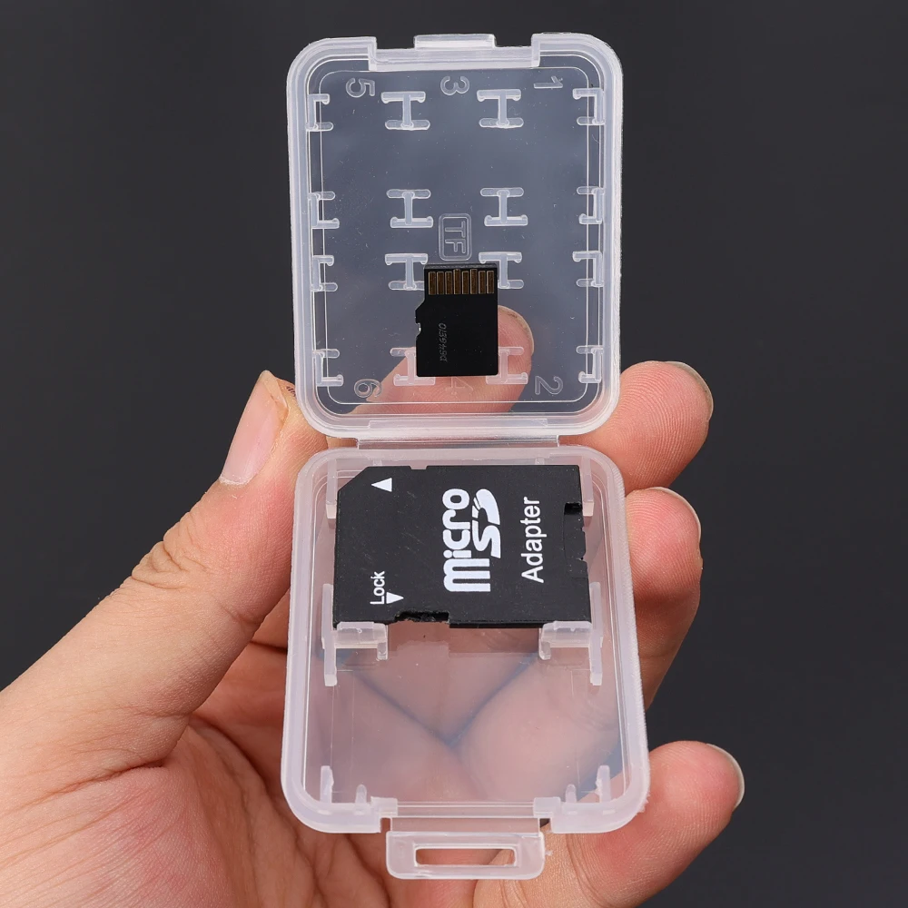 8Slots Transparent Protector Holder Micro SD SIM Card Storage Box For SD SDHC TF MS Memory Card Anti Lost Plastic Portable Case