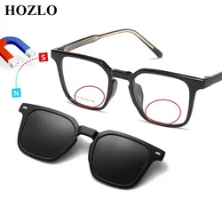 2in1 Men TR90 Rivets Magnet Polarized Bifocals Reading Sunglasses Women Flips Hyperopia Dark Glasses Spectacles Look Near Far