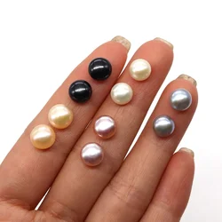 2Pcs Half Hole Earrings Pearls 100% Natural Stone Women's Gift Freshwater Beads Jewelry Diy Making Accessories Decoration Goods