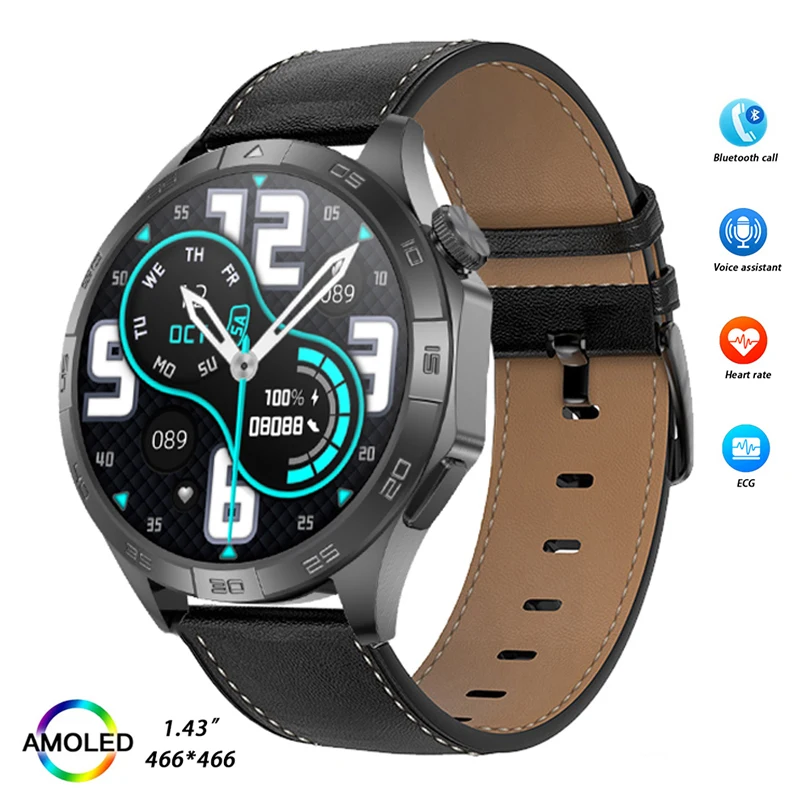 Montres-bracelets à écran HD AMOLED pour hommes et femmes, montre intelligente DT5 Mate, traqueur GPS, bracelet de fitness, montre-bracelet, horloge, 1.43