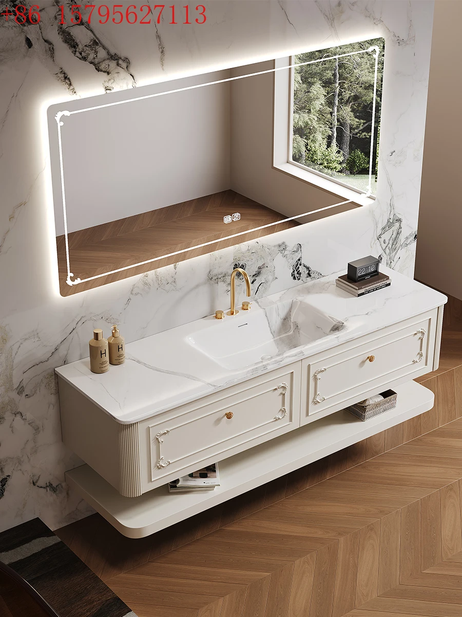 

Imported DuPont Corian French round light luxury household rubber wood paint bathroom
