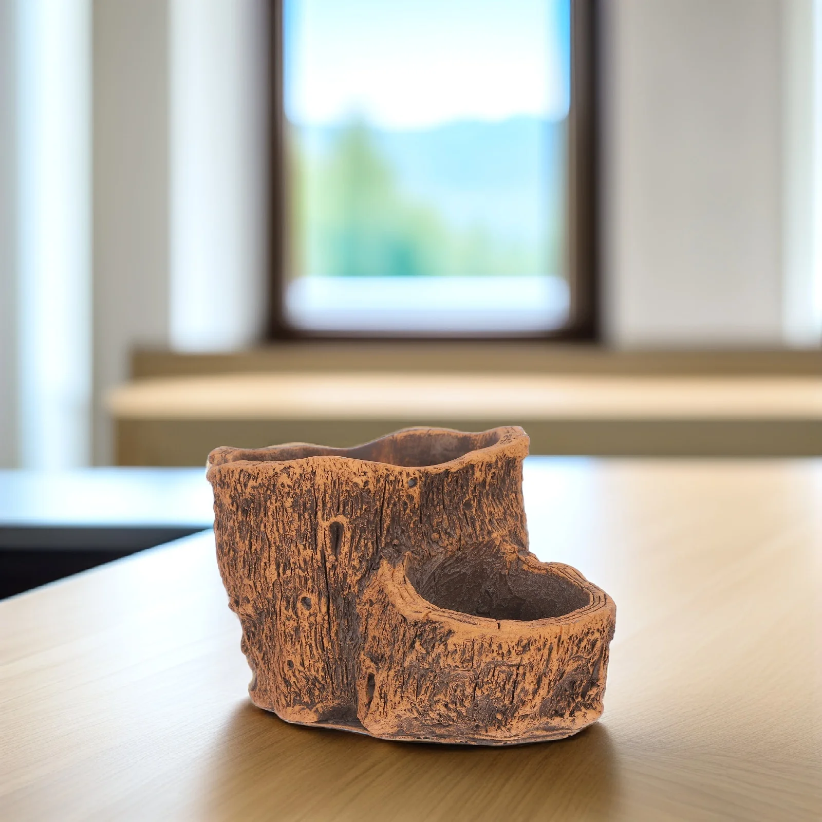 

Imitation Wood Flowerpot Cement Planter for Succulents Vintage Tree Root Design Brown Resin Bonsai Planter Driftwood Pot Indoor