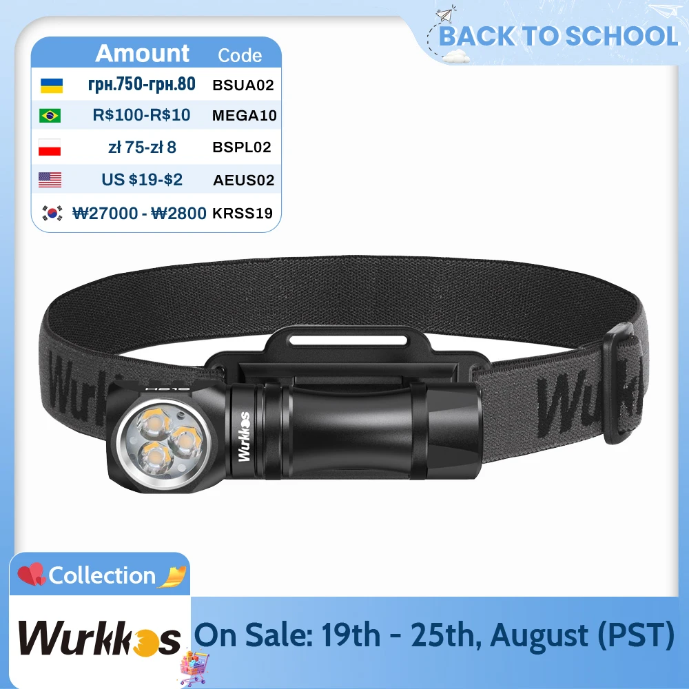 

Wurkkos HD10 EDC Headlamp 1200LM USB Rechargeable LED Torch 14500 Portable Mini Lamp IP68 Camping Hiking Work Light Anduril 2.0