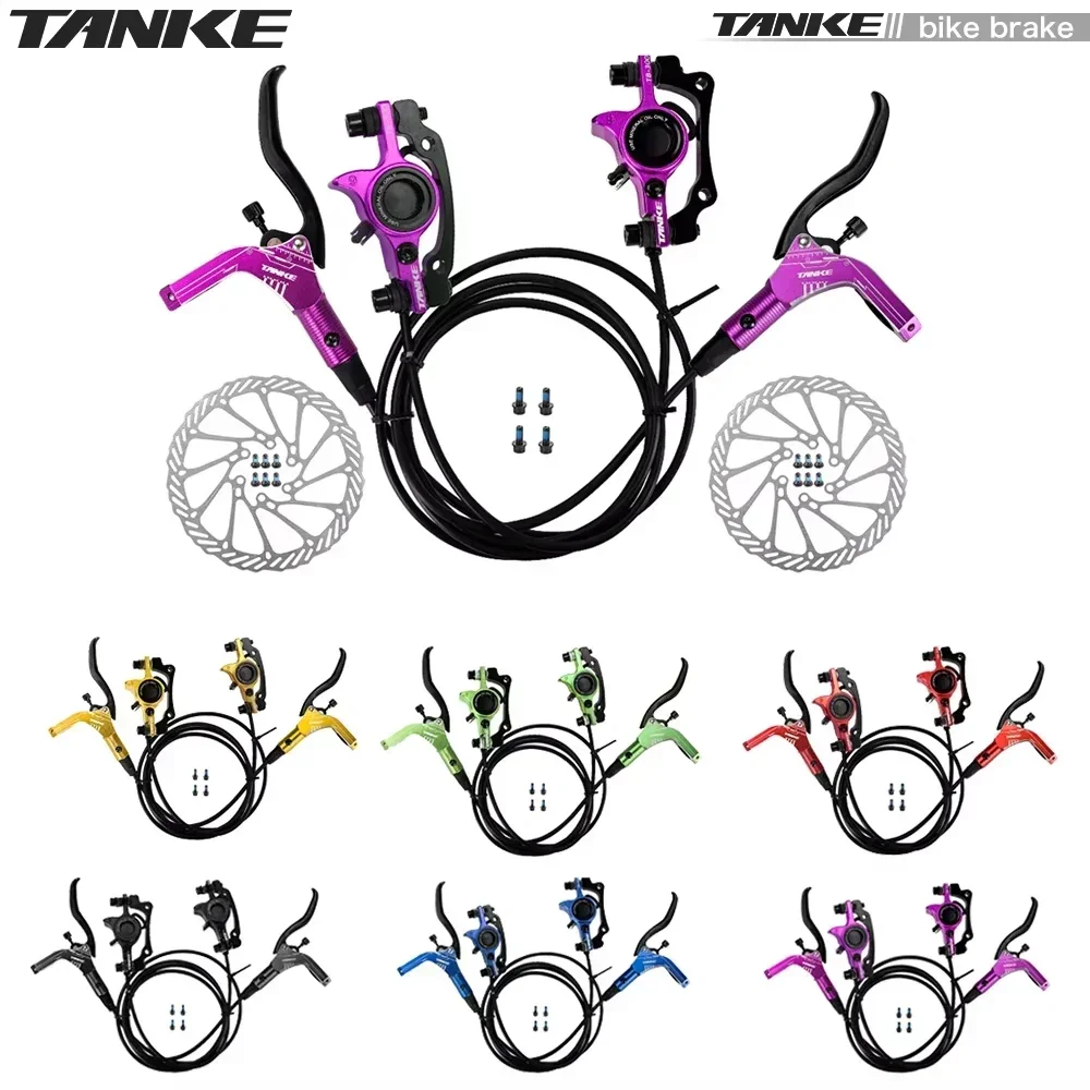 

TANKE MTB Bike Hydraulic Disc Brake Bicycle Clamp 22.2mm Handle A Pillar Set 160mm Rotors Oil Calliper Plate Front Rear Mountain
