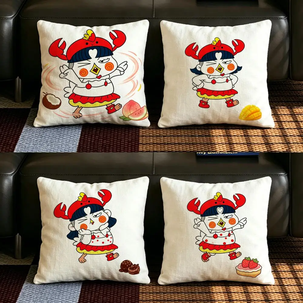 Funda de cojín de lino natural con diseño S-SY Buldak C-Chicken R-Ramen, juego de fundas de almohada, decoración todo en uno para sofá, dormitorio y silla