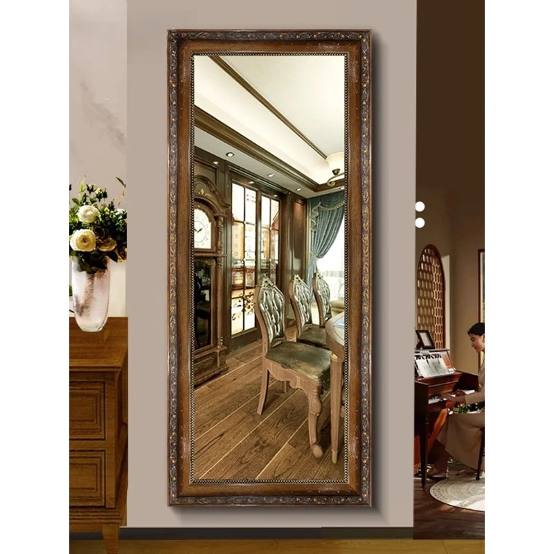 

American full-length mirror wall-mounted retro full-body fitting home entrance floor mirror