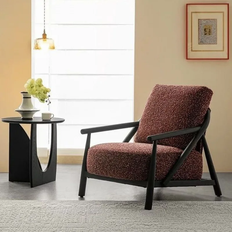 

Furniture Solid Wood Single Sofa Chair Modern Simple Armchair Living Room Balcony Fabric Leisure Chair Designer