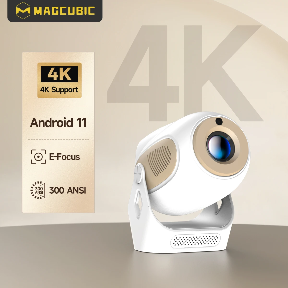 

Magcubic HY300 X 4K 720P Android 11 Projector with Electric Focus 300Ansi Wifi6 BT5.0 Portable Projector HIFI Sound Home Outdoor