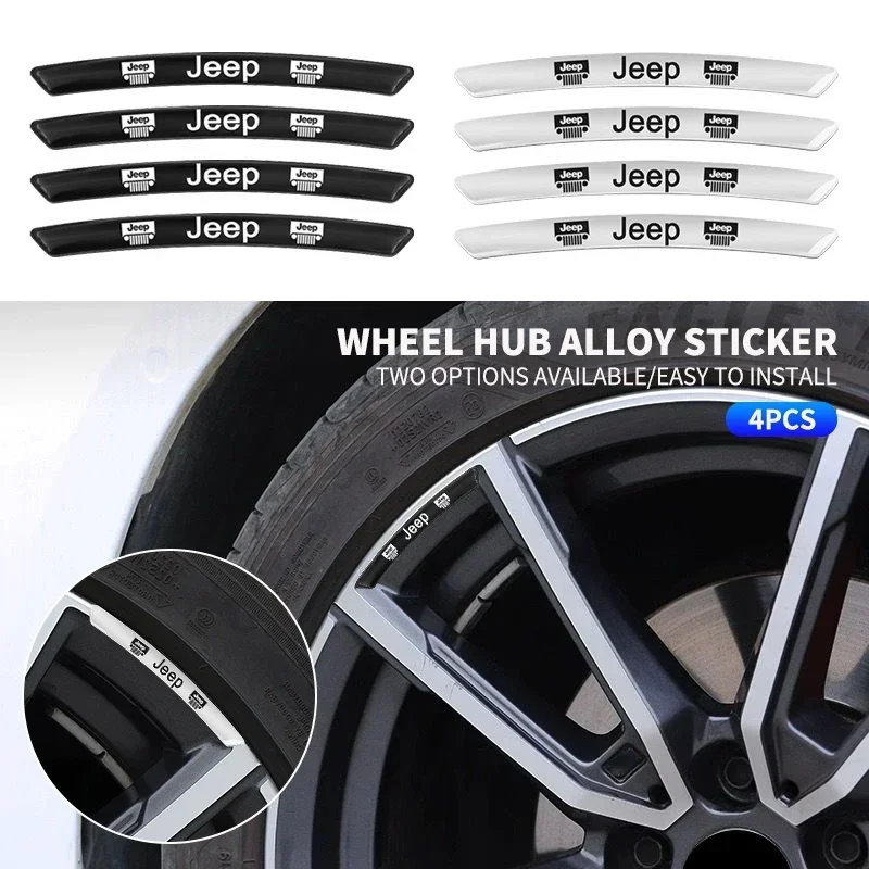 

4Pcs Car Wheel Hub Rim Stickers Decals Auto Styling Accessories For Jeep Renegade Patriot Wrangler Cherokee Compass Trail