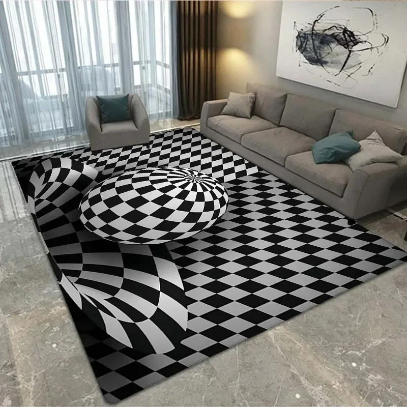3D Vortex Illusion Carpet Entrance Door Floor Mat Abstract Geometric Optical Doormat Non-slip Floor Mat Living Room Decor Rug