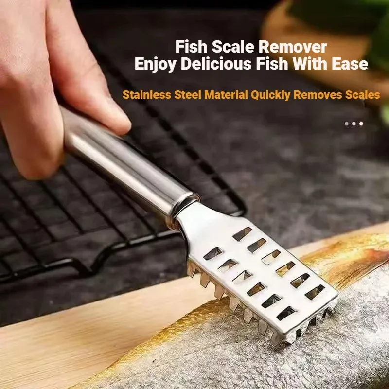 Stainless Steel Heavy Duty Premium Sawtooth Fish Scale Remover Descaler Integrated Casting Tool