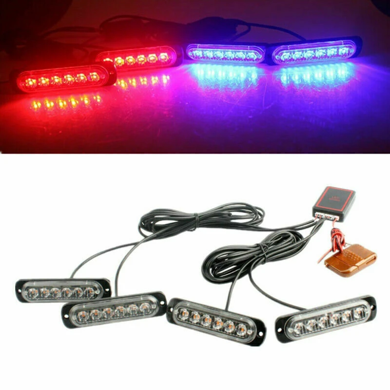 

4x6 Car LED Light Grill Strobe White Amber Emergency Remote Wireless Control Flash Red Blue Signal Fireman Beacon Warning Lamp