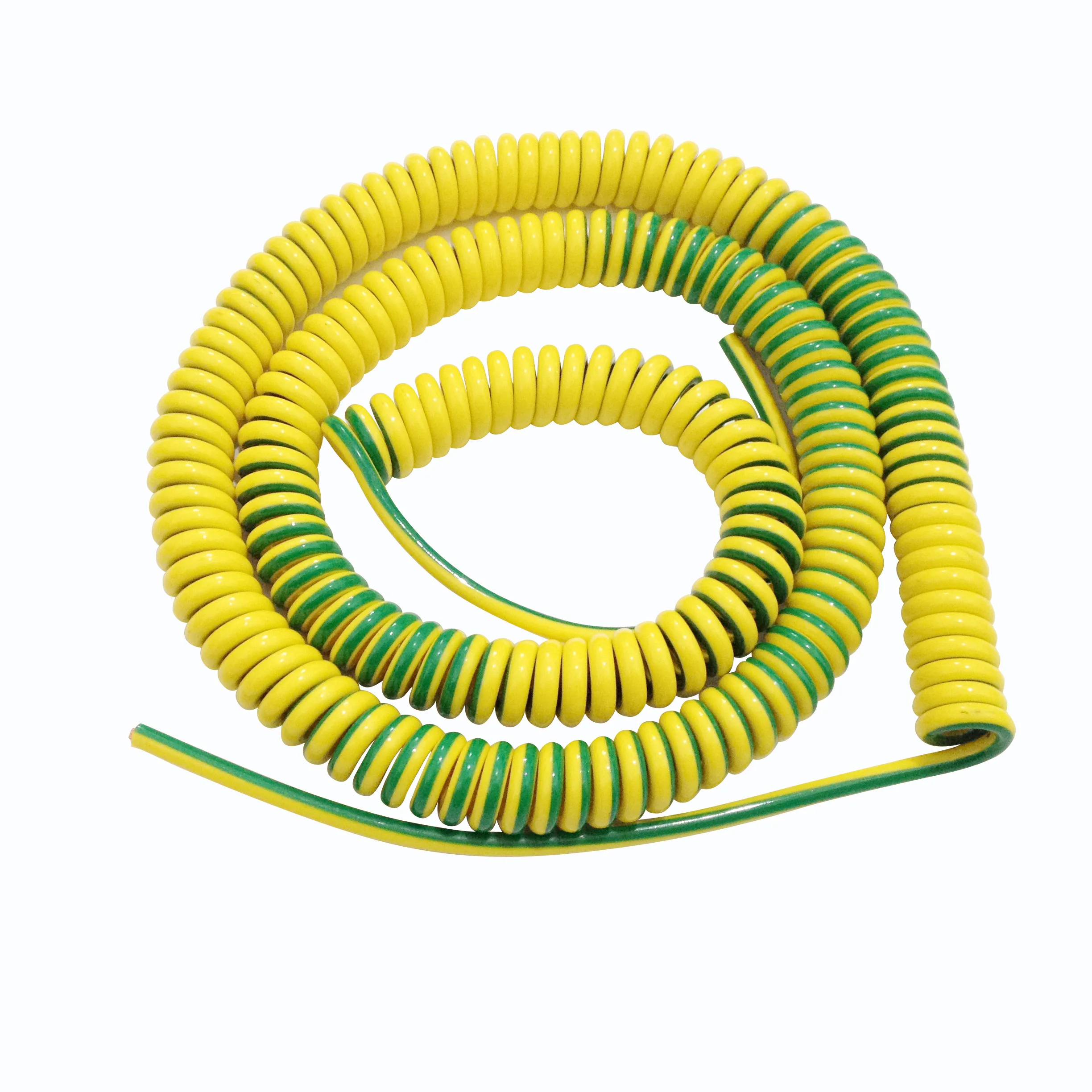 

Yellow-Green Spiral Ground Wire Coiled Cable Single Core Copper Earthing Telescopic Wire Flexible Spring Cord 11AWG