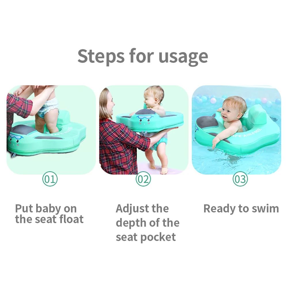 Mambobaby B504 Non-Inflatable Baby Pool Seat Float Summer Swimming Ring with Safety Seat for 4-24 Months Baby