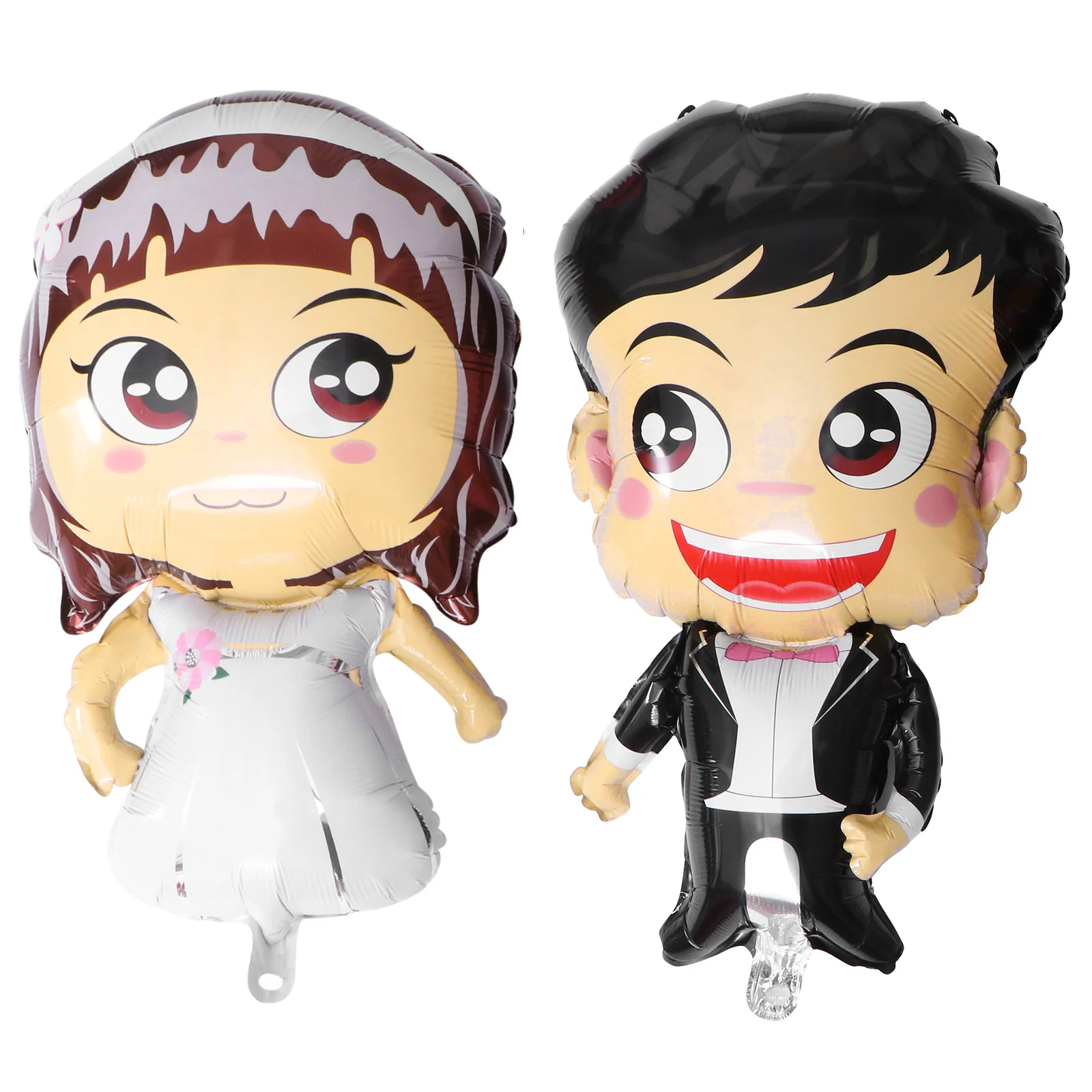 

2Pcs Giant Bride and Groom Cartoon Foil Balloons Durable Reusable Wedding Party Decoration Photo Props Wedding Foil Balloons