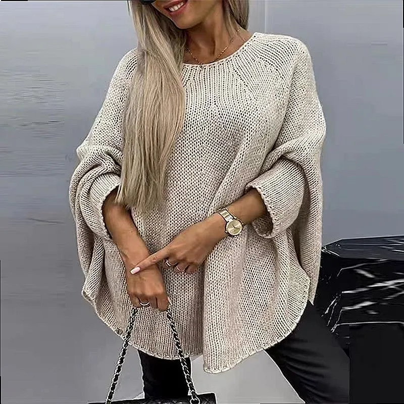 Knitted Cape Poncho Sweater Cable Knit Cardigan Shawl Wrap Tunic Top Cozy Loose Fit Winter Spring