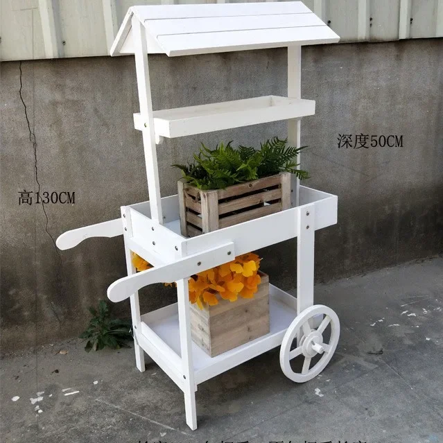 Тележка для хранения ели в американском стиле, ретро, домашний балкон, подставка для цветов, витрина, бар, креативное украшение, орнамент