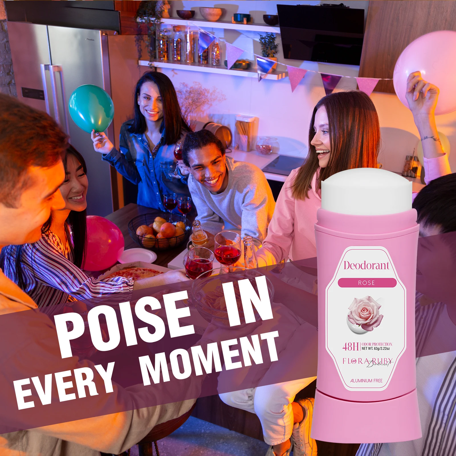 Odświeżające i trwałe perfumy w sztyfcie dla kobiet, aromat białych kwiatów i róż, na cały dzień ochrona przed potem i nieprzyjemnym zapachem pod pachami 63g