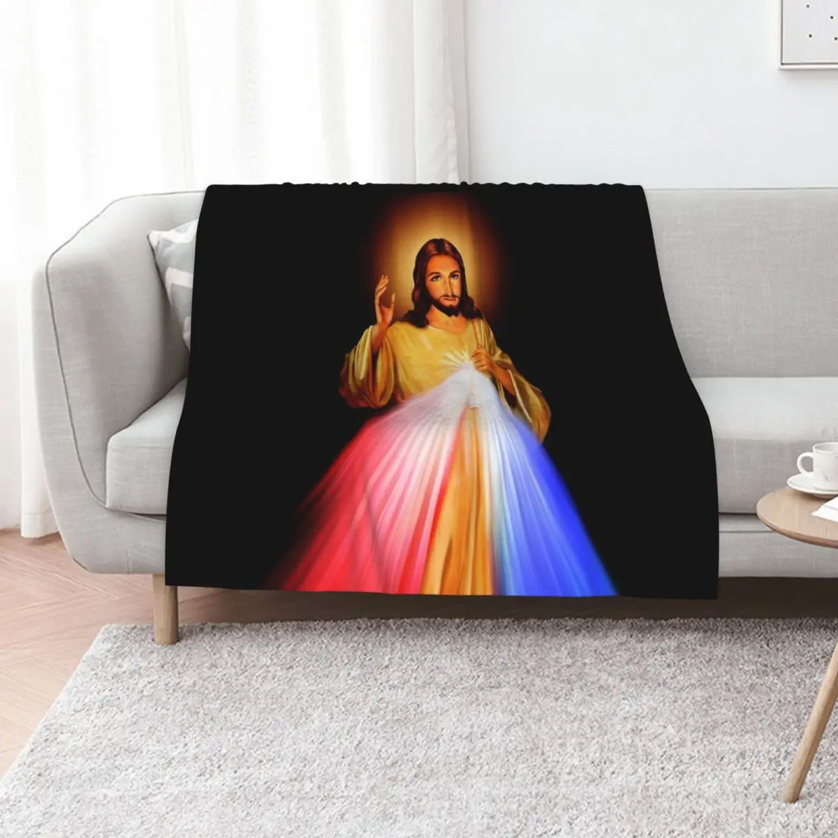 The Divine Mercy, Jesus I trust in You, Saint Faustina, Divine Mercy Throw Blanket Warm Throw Blanket Gift for Anniversary