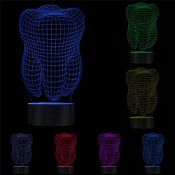 Dental Creative LED 3D gradientowa lampa dekoracyjna kolorowe zęby Illusion światło dotykowy ściemniacz prezent klinika stomatologiczna Artware Night Show