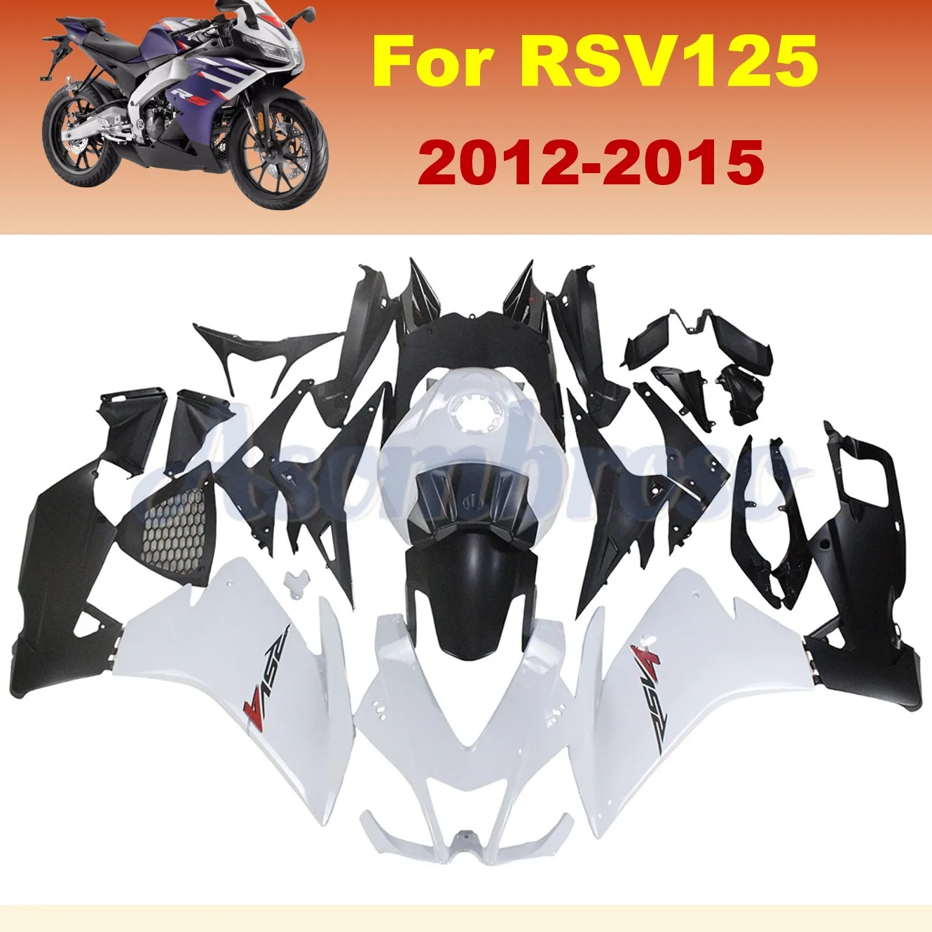 Protective cover fairing kit for Aprilia RS125 2012 2013 2014 2015 RS4  RSV 125 12-15 Pure White bodywrok Parts