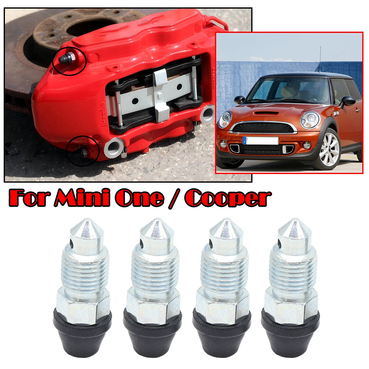 

Front Rear Bleeder Valves Rubber Dust Caps Caliper Bleed Nipple Screw Repair Kit Left Right For Mini One Cooper R57 Hatch F56