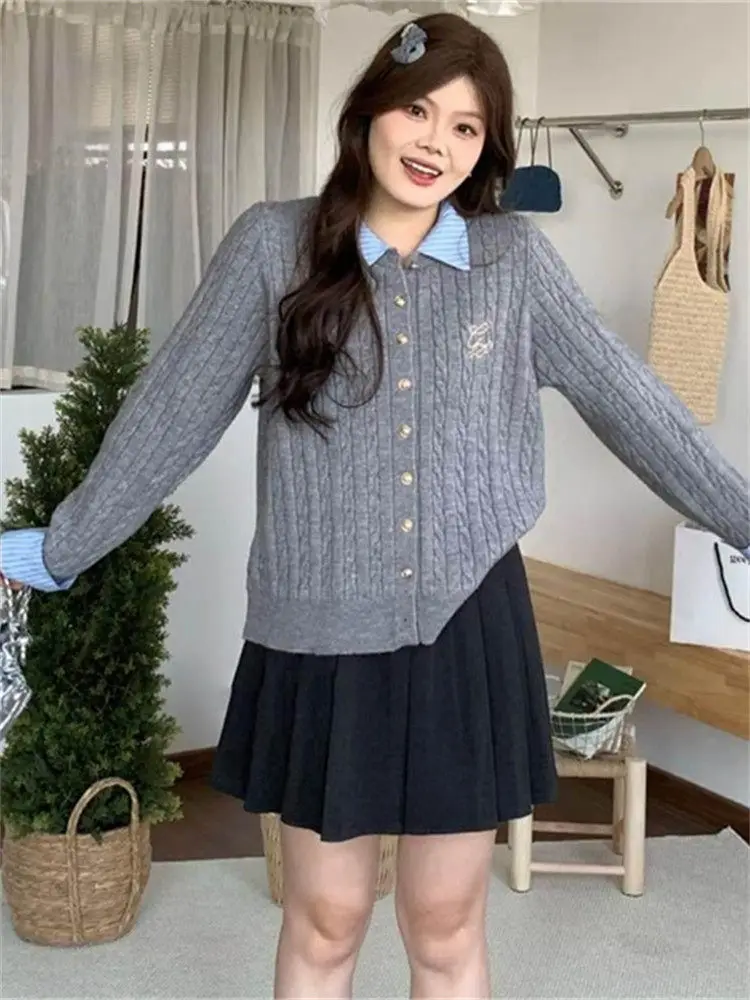 

Корейский вязаный свитер с узором «косы», весенняя новинка, модный кардиган с отложным воротником, женский повседневный удобный кардиган с длинными рукавами