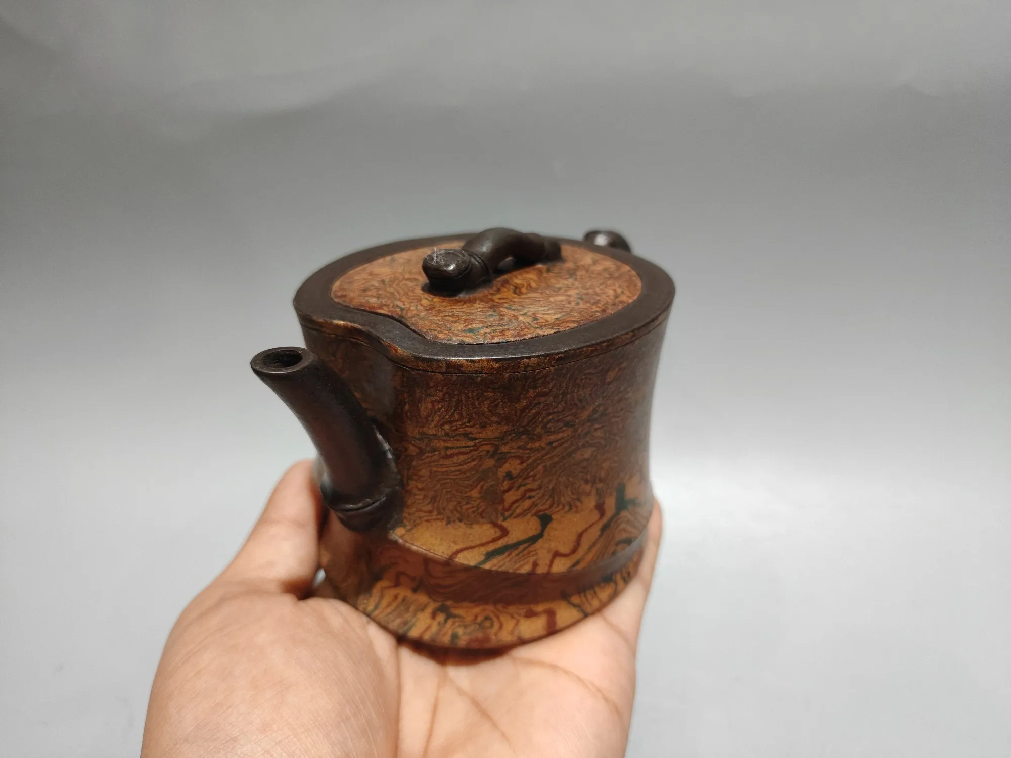 Purple teapot Yixing Purple Clay Teapot Twisted mud Bamboo Rhyme Pot Two tone teapot kettle teapot Tea Charm