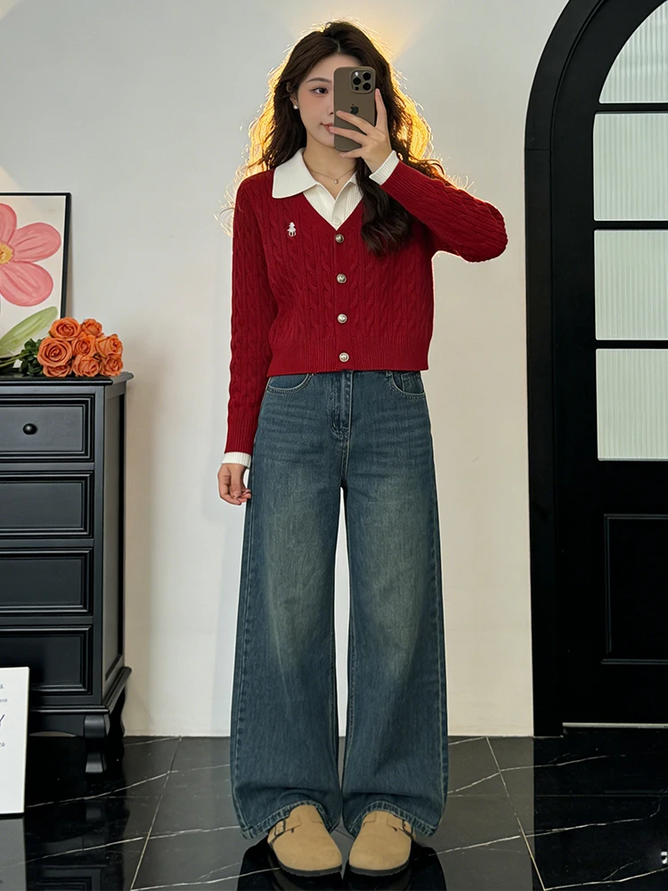 Sli Quali Cardigan de malha feminino Faion anti-envelhecimento outono inverno nova chegada pequena fraança Sle casual ajuste longo S...