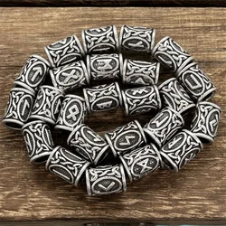 Nostalgia 24pcs Norse Runes Beads For Jewelry Making Viking Beard Hair Runic Bead Accessories Fit Charm Bracelet