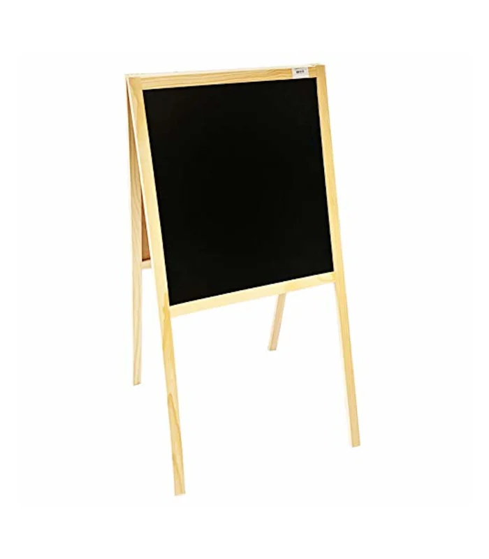 Tradineur double-sided standing board with folding wooden easel, drawing board with legs for writing with chalk,