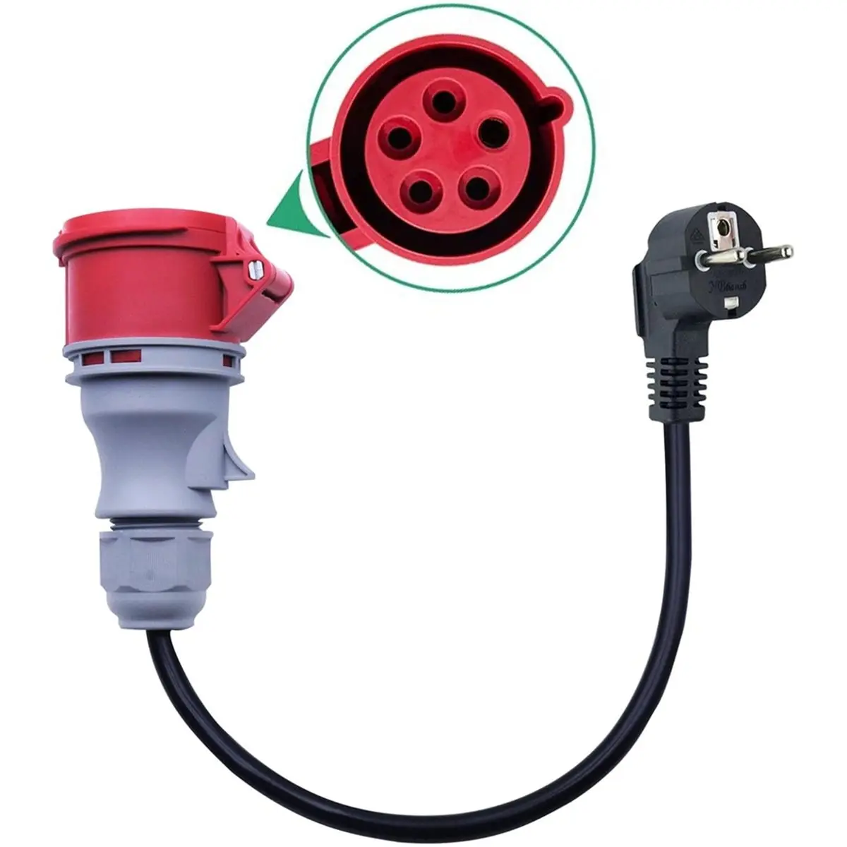 A78I CEE 16A High Current Plug to Schuko, Adapter Schuko to CEE 5-Pin 16A to 16A Adapter 230V Plug EU Plug