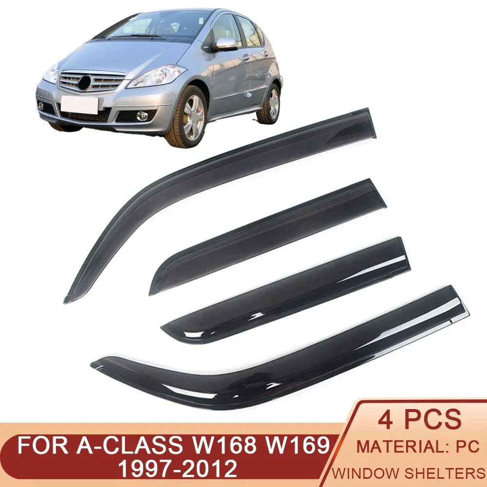 

For Mercedes-Benz A-Class W168 W169 1997-2012 Auto Black Car Side Window Visor Vent Awnings Shelters Rain Guard Door Ventvisor