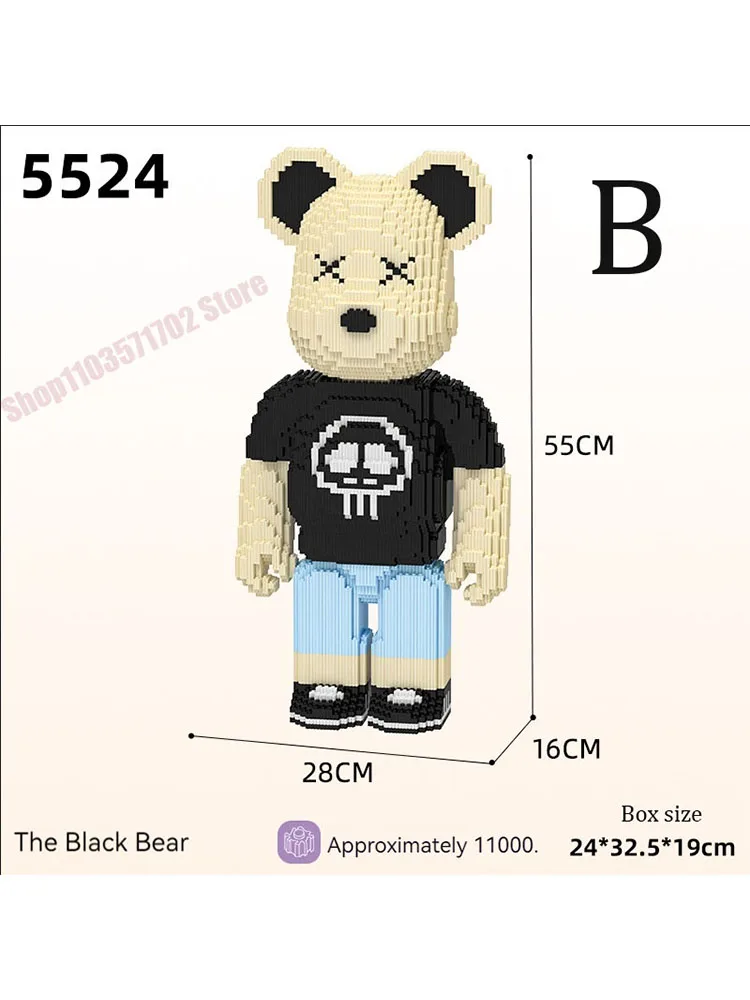 

Creative Cartoon Half Anatomy Bear Fluid Art Bearbrick Building Blocks With Drawer Model Mini Diamond Bricks Toys For Children