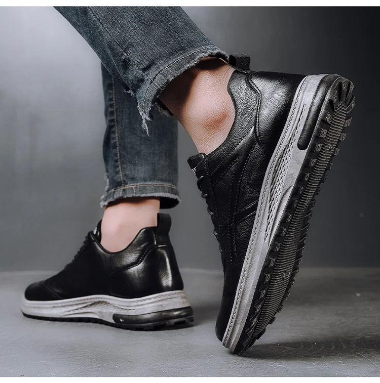 PU Leather Men Shoes Fashion Sports Casual Anti-Slip Waterproof Outdoor Sneakers Size 39-44