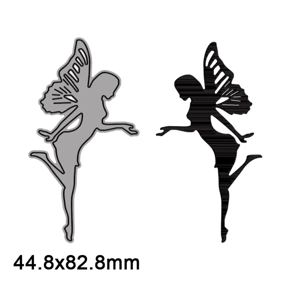 Fairy Theme Metal Cutting Dies Angel Wing Cheerleader Moon Star Pet Dog Die-Cut for Scrapbook Card Making Paper Crafts